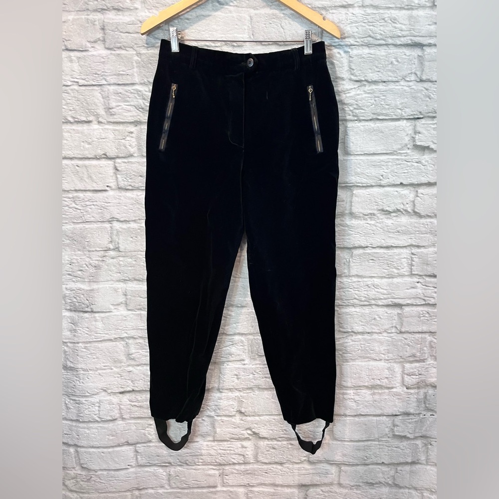 Vintage 80's Escada Black Velvet High-Waisted Stirrup Dress Pants EU 42 US 8-10